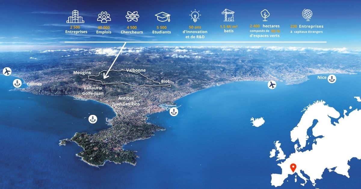Carte illustrant la côte d'Azur