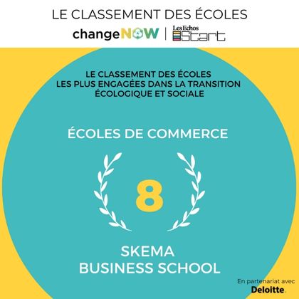 SKEMA conforte sa 8e place parmi les écoles les plus engagées dans la transition SKEMA conforte sa 8e place parmi les écoles les plus engagées dans la transition